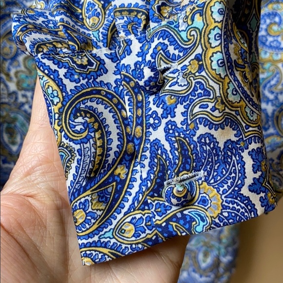 J.Crew silk paisley print blue and white blouse - Picture 4 of 4